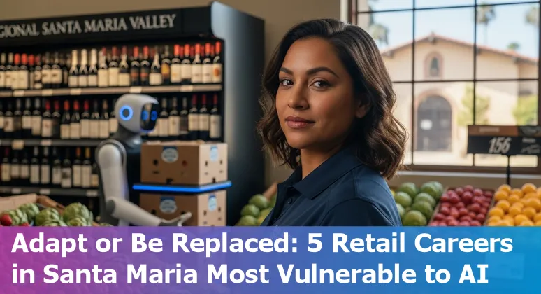 Retail worker talking to customer near self-checkout in Santa Maria store, showing AI automation impact