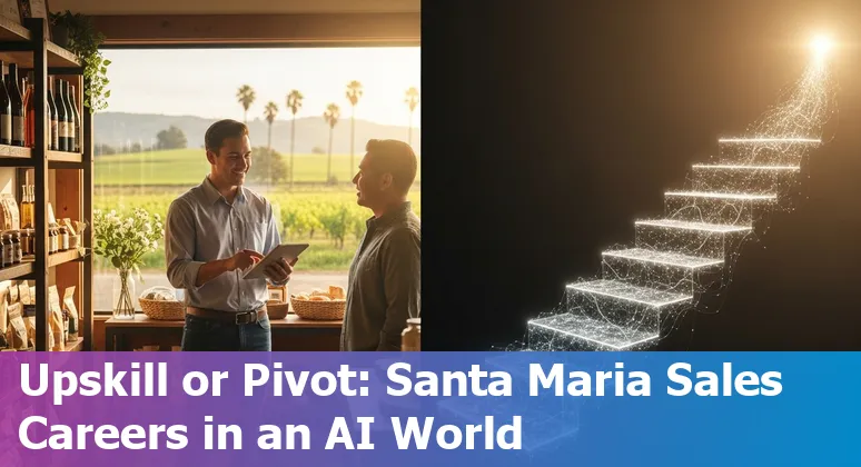 Salesperson using AI tools while networking at a local Santa Maria, California farm-to-table market