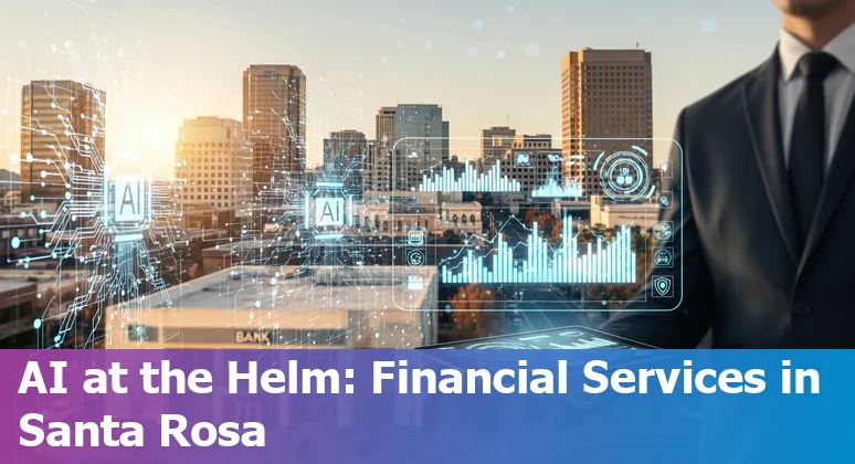 Financial services team in Santa Rosa reviewing AI prompts and dashboards on a laptop