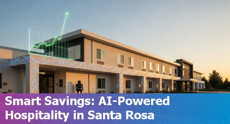 Hotel lobby self-check-in kiosk and robotics in Santa Rosa, California hotel illustrating AI-driven efficiency and cost savings