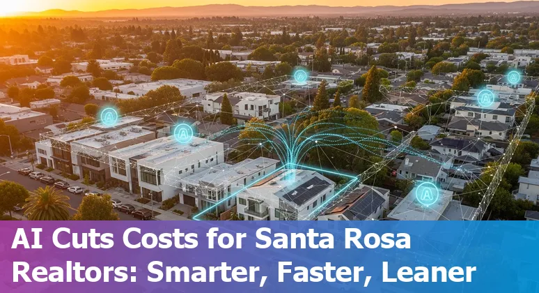Real estate agent using AI tools on a tablet in Santa Rosa, California to improve efficiency and reduce costs