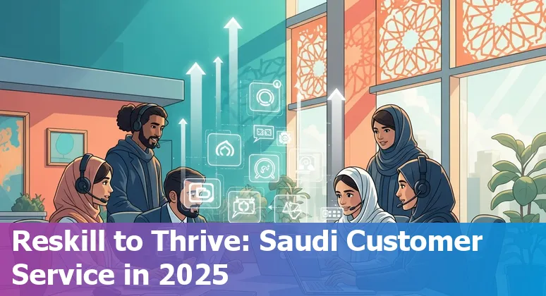 Customer service agent working with AI tools in an office in Saudi Arabia