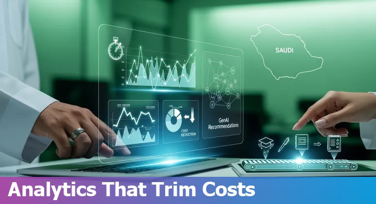 AI-driven education dashboard showing cost savings for education companies in Saudi Arabia