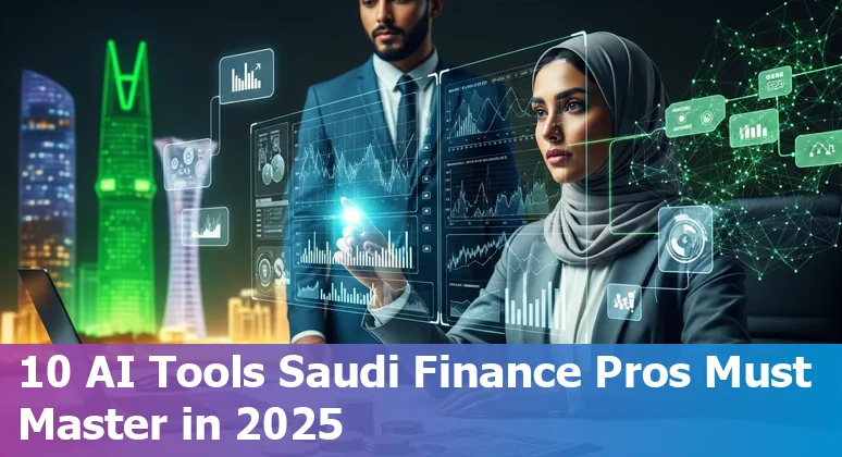 Collage of AI finance tool logos (StackAI, Anaplan, BlackLine, HighRadius, AppZen) over a Saudi Arabia map background