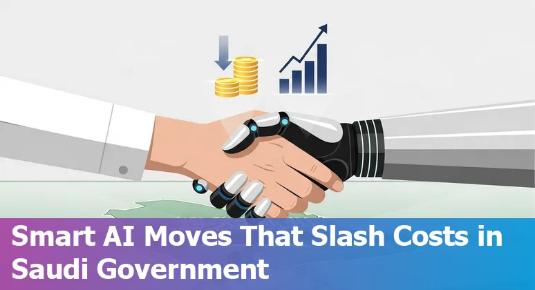 Illustration of AI improving government services and cutting costs in Saudi Arabia