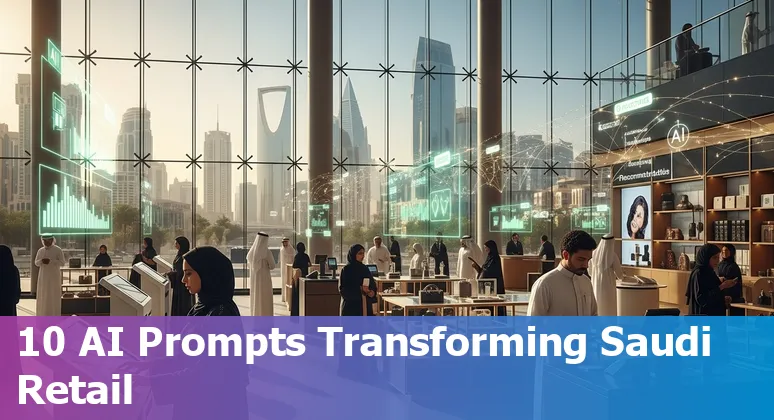 Infographic of 10 retail AI use cases in Saudi Arabia with example prompts and local organizations