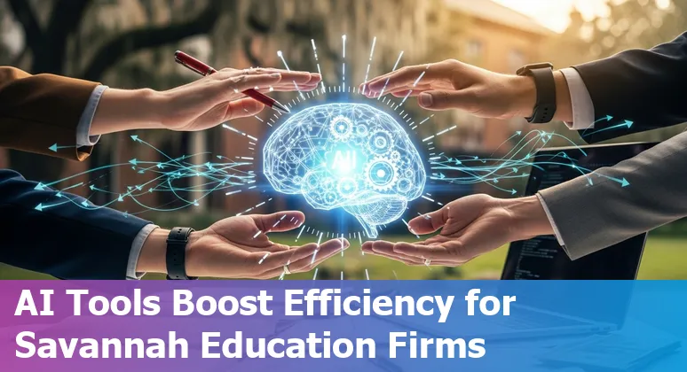 Education company team using AI tools in Savannah, Georgia, US office to reduce costs and improve efficiency