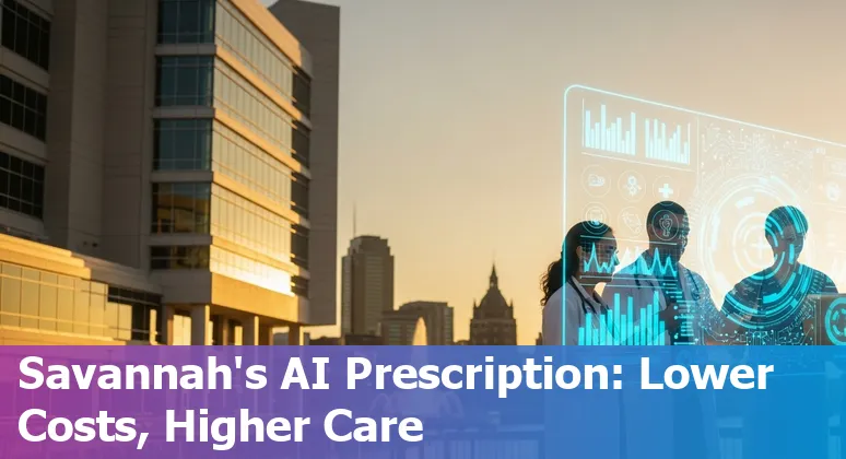 Healthcare workers using AI dashboards in a Savannah, Georgia hospital to cut costs and improve efficiency
