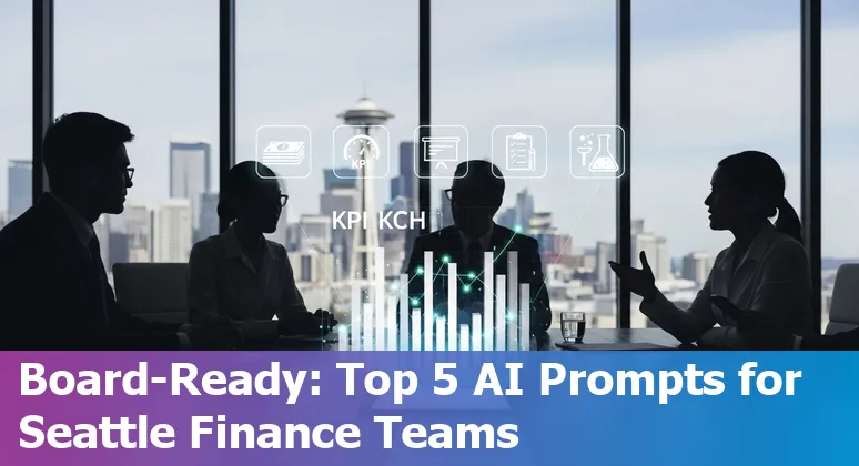 Finance professional using AI to analyze cash flow and build board slides on a laptop in Seattle.