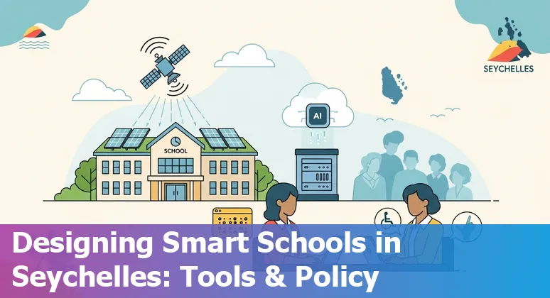 Students and teacher using AI tools in a Seychelles classroom, 2025