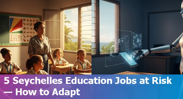 Seychelles classroom: teacher consulting an AI tablet while planning assessments