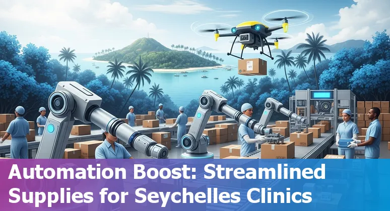 Healthcare staff using AI dashboard on tablet in a Seychelles clinic