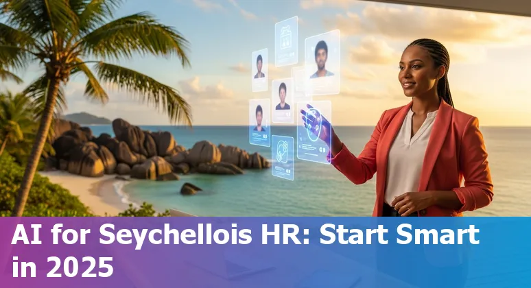 HR professional using AI dashboard in a Seychelles office