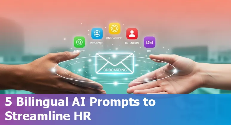 HR professional using AI prompts on a laptop with the Seychelles flag in the background