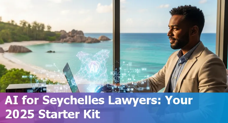 Seychelles lawyer using AI tools on a laptop in a Seychelles office, 2025