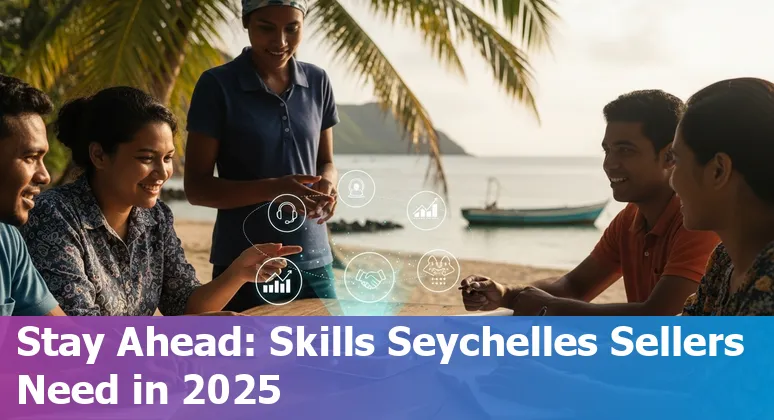 Salesperson using AI tools on a laptop in an office in Seychelles, 2025
