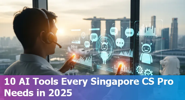 Collage of logos: Zendesk, Yuma AI, Intercom, Freshdesk, Gorgias, Salesforce, Ada, Tidio, LivePerson, Observe.AI over Singapore skyline