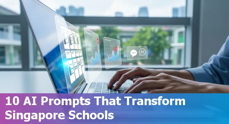 Teacher using AI tools on a tablet in a Singapore classroom displaying SLS and lesson plan