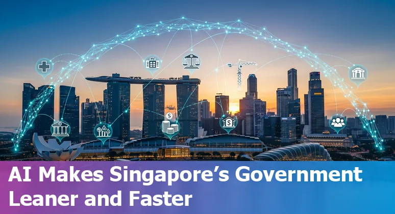 Illustration showing AI tools improving cost and efficiency for government companies in Singapore
