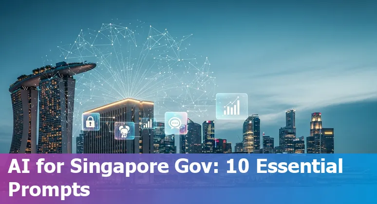 Illustration of AI in Singapore government services showing legal, healthcare, chatbots, data centre and policy icons
