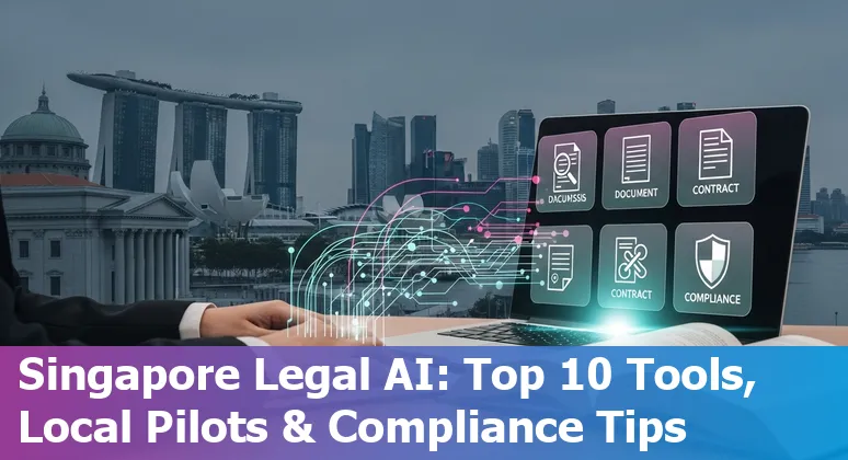 Singapore legal professional using AI tools on a laptop with city skyline in the background