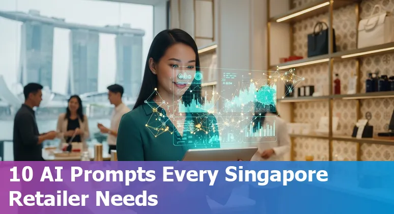 Retail staff using AI dashboards and a mobile AR try-on app in a Singapore store