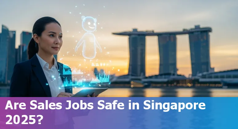 Salesperson using AI tools on a laptop with Singapore skyline visible, illustrating AI and sales in Singapore