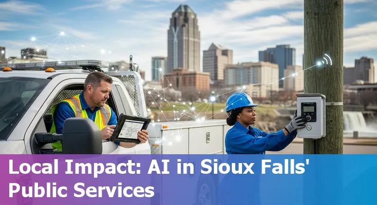 Sioux Falls, South Dakota city hall and AI icons showing cost savings and efficiency
