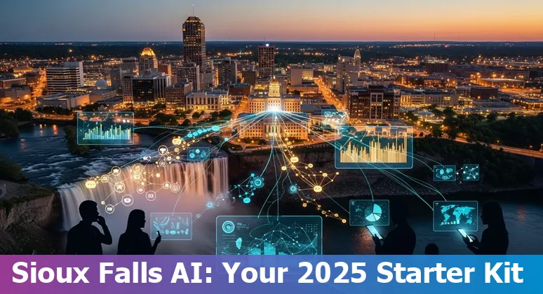 City hall with AI icons overlay — Sioux Falls, South Dakota in 2025