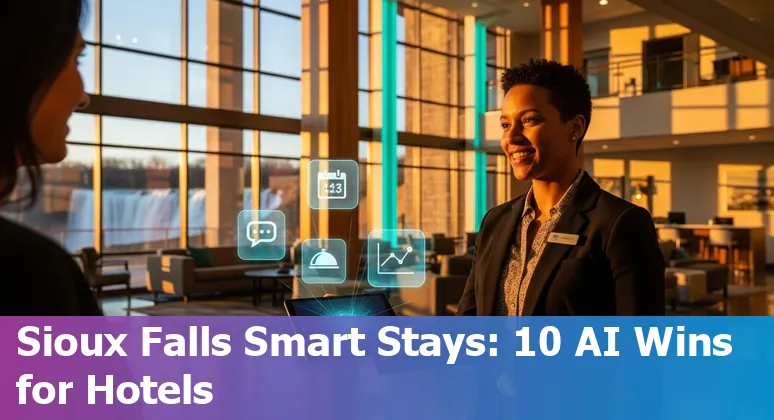 Sioux Falls hotel concierge using AI on a tablet near Falls Park