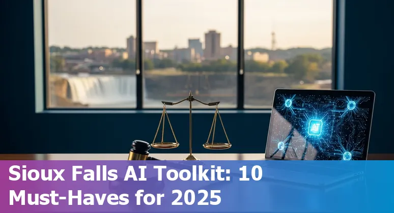 Sioux Falls lawyer using AI tools on a laptop with skyline in background