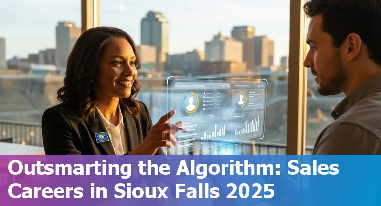 A salesperson using AI tools on a laptop in Sioux Falls, South Dakota, USA, showing charts and chat prompts.
