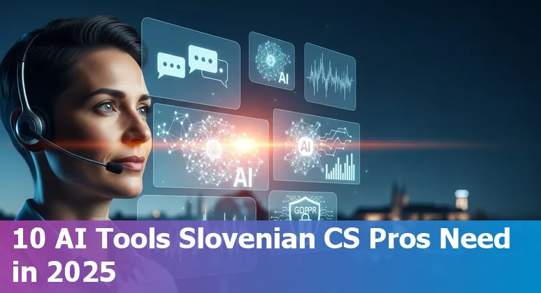 Customer service agents using AI tools with a Slovenian map and a GDPR shield