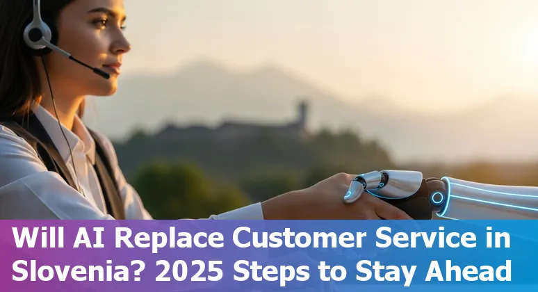 Customer service agent with chatbot icons and Slovenia 2025