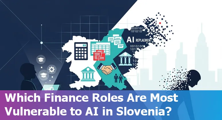 Businessperson and chatbot icon representing AI's impact on Slovenian financial services careers