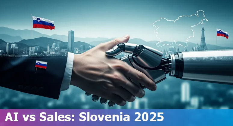 Slovenia sales team using AI tools in 2025, laptop with CRM and AI dashboard