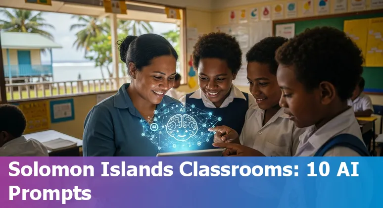 Students and teachers at King George School Hall in Honiara learning about AI during International Education Day 2025