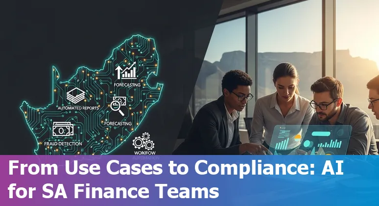 Finance professional using AI tools in an office setting in South Africa in 2025, showing local platforms and SARS references