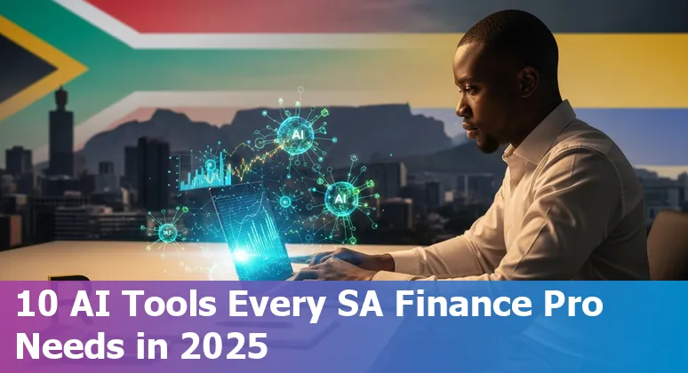 Finance professionals in South Africa using AI tools in 2025: icons for ChatGPT, Arya.ai, AlphaSense, Spindle AI, Datarails, Zest AI, Tipalti, Stampli, Botkeeper, Bluedot
