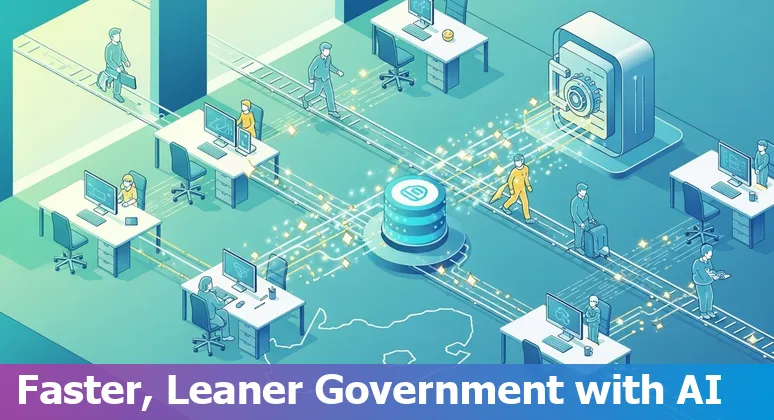 Illustration of AI improving government service efficiency and cutting costs in South Africa