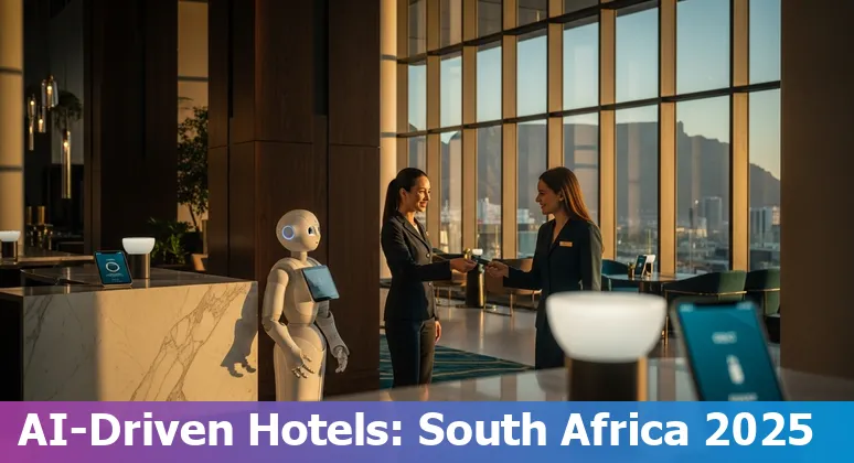 AI tools and hotel staff collaborating in a South Africa hotel, 2025