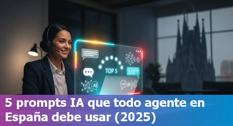 Customer service agent using AI prompts on laptop with Spanish flag and icons for ChatGPT, HARPA and Jamie AI.