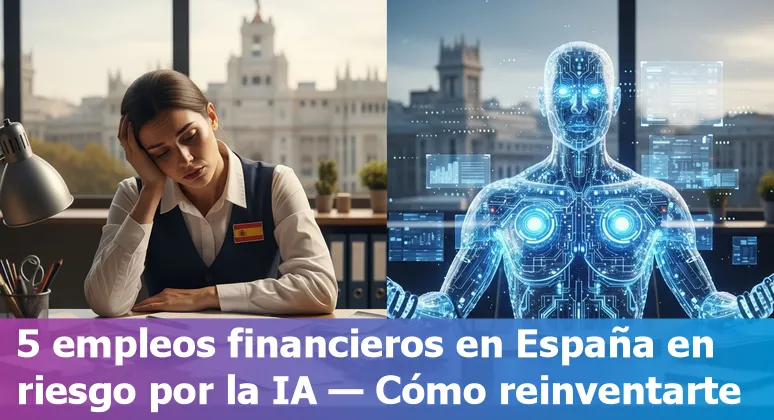 A Spanish bank employee learning RPA and data skills to adapt as AI transforms finance jobs.