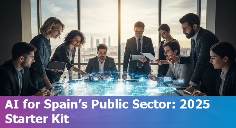 Illustration of AI in Spanish government 2025 showing AI Act, sandboxes and funding in Spain