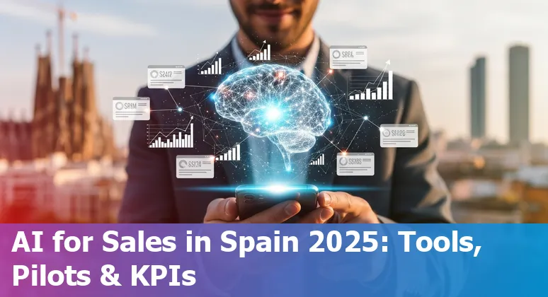 Sales professional using AI tools in Spain in 2025, illustrating AI-driven prospecting and CRM integration in Spain