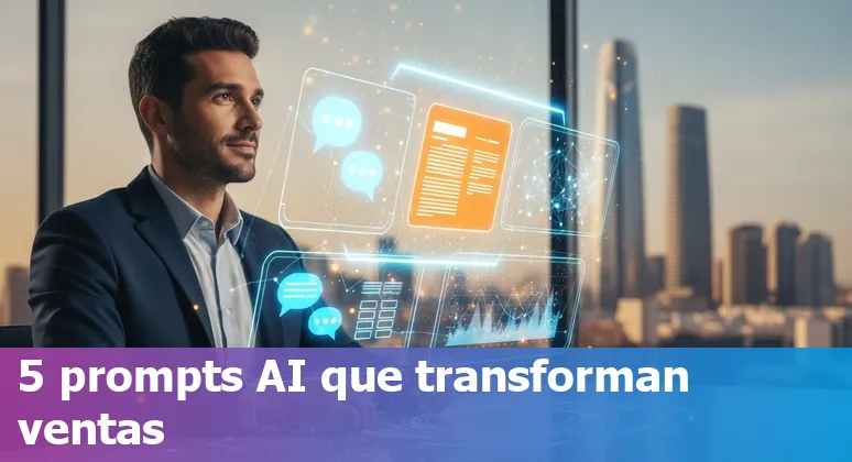 Sales professional in Spain using AI prompts on a laptop showing CRM and call transcript