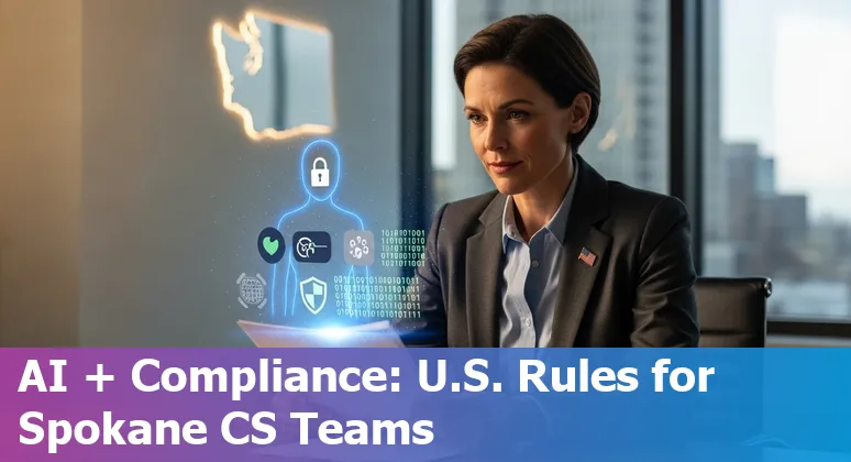 Customer service agent using AI tools in Spokane, Washington office, 2025