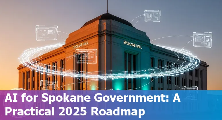 City of Spokane, Washington skyline with AI policy and government technology icons, 2025