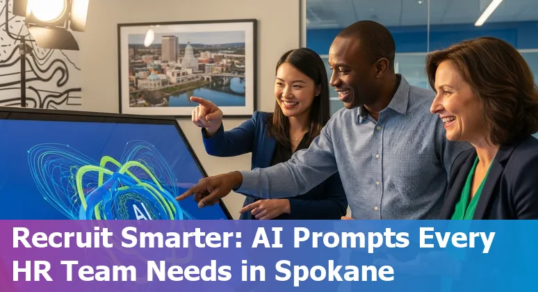 HR professional in Spokane using AI on a laptop to draft benefits and onboarding messages