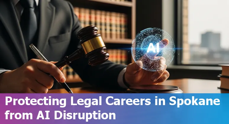 Spokane, Washington courthouse with AI overlay — Will AI replace legal jobs in Spokane in 2025?